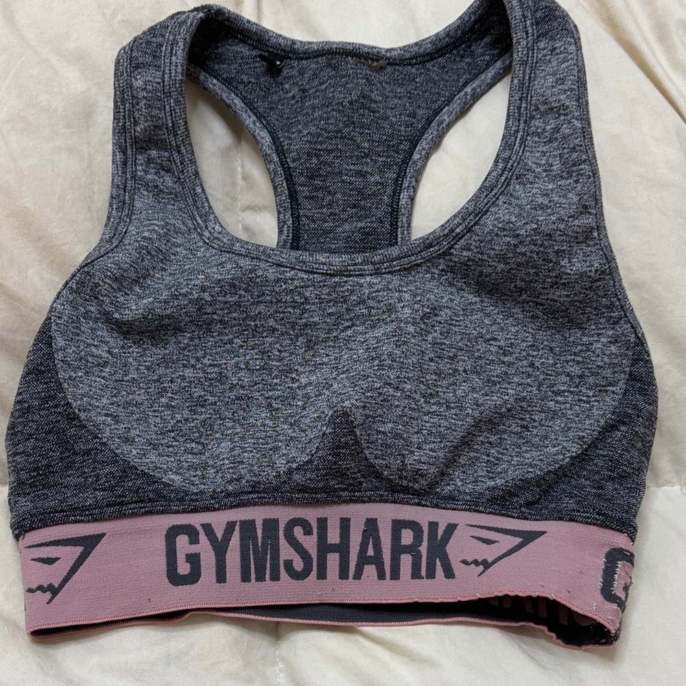 Gymshark Gray and Pink Sports Bra